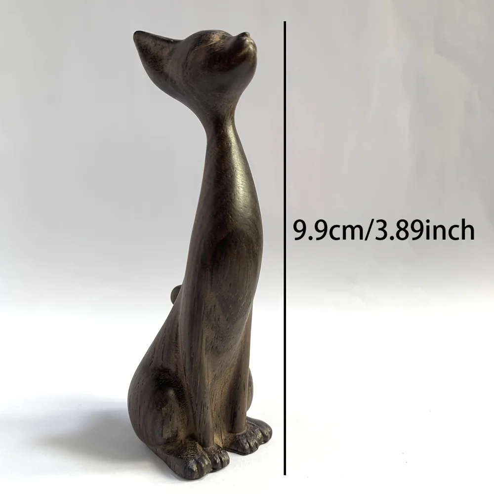 Chat Décoratif en Bois Sculpté – Sculpture Nordique – Image 3