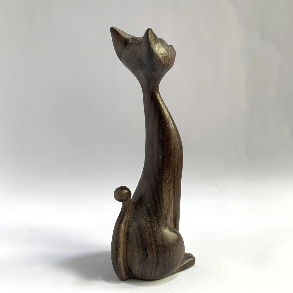 Chat Décoratif en Bois Sculpté – Sculpture Nordique – Image 6