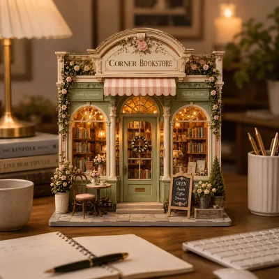 Décoration de Bibliothèque en Bois 3D – Mini Librairie à Poser