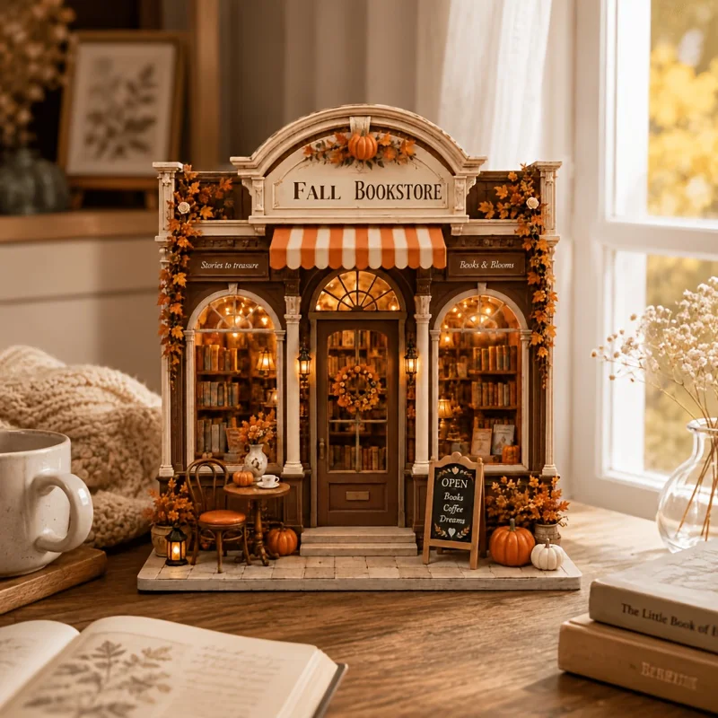 Décoration de Bibliothèque en Bois 3D – Mini Librairie à Poser – Image 3