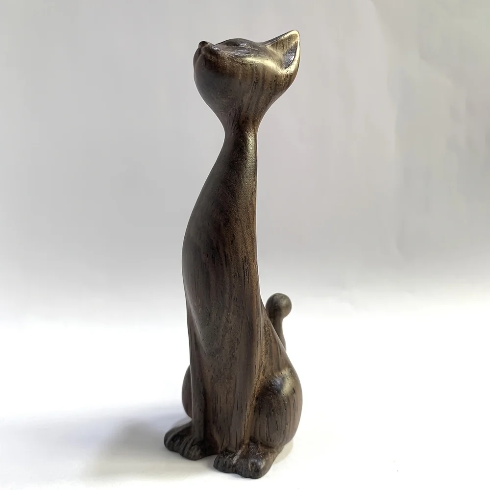 Chat Décoratif en Bois Sculpté – Sculpture Nordique – Image 4