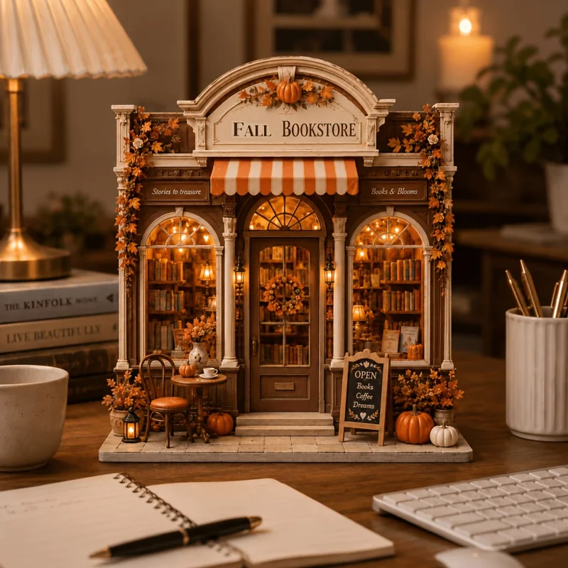 Décoration de Bibliothèque en Bois 3D – Mini Librairie à Poser – Image 2