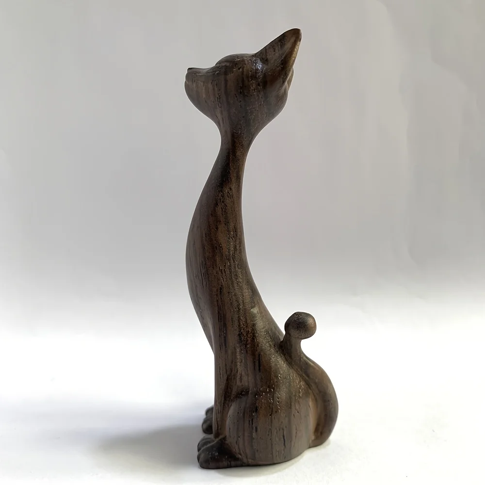 Chat Décoratif en Bois Sculpté – Sculpture Nordique – Image 5