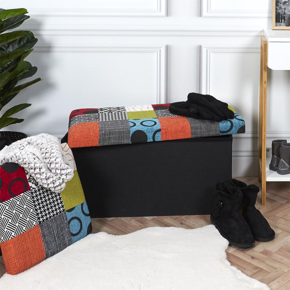 Banc & Coffre de rangement Patchwork 76 cm – Image 4