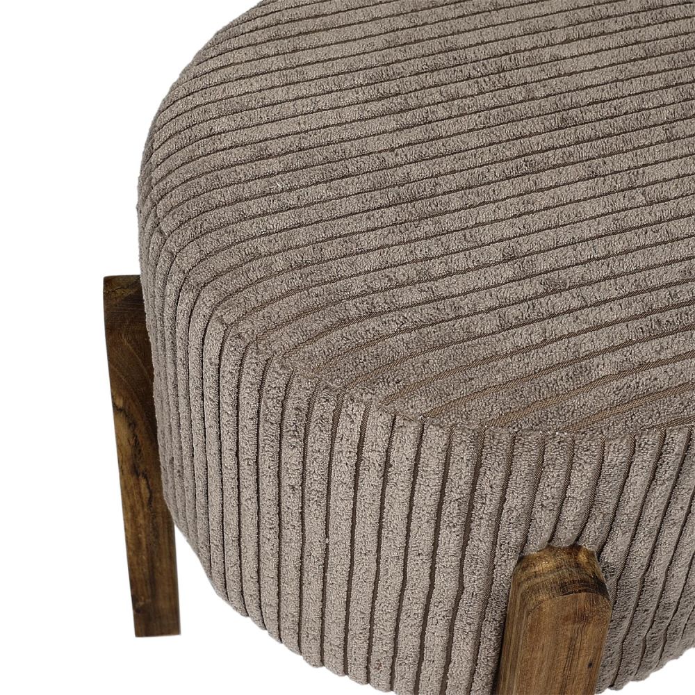 Tabouret d'appoint côtelé taupe 35 cm – Image 3